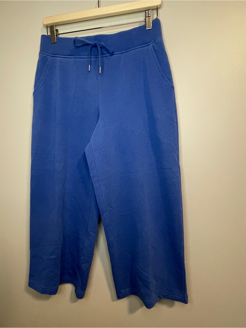 Talbots Royal Blue Cropped Wide-Leg Drawstring Pants